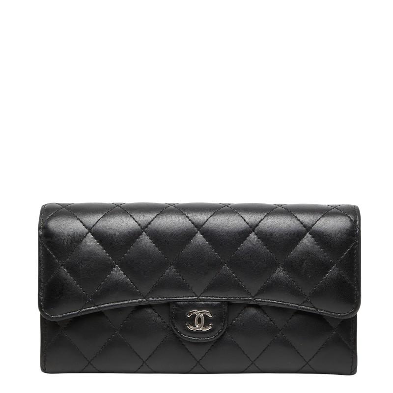 CHANEL（シャネル） ココマーク マトラッセ 二つ折り 長財布 ブラック