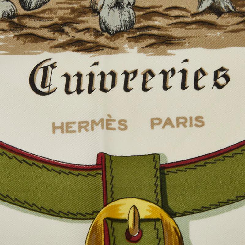 HERMES エルメス カレ90 銅細工 Cuiveeries グリーン系 HERMES（エルメス） カレ90 Cuivreries 銅細工 スカーフ グリーン