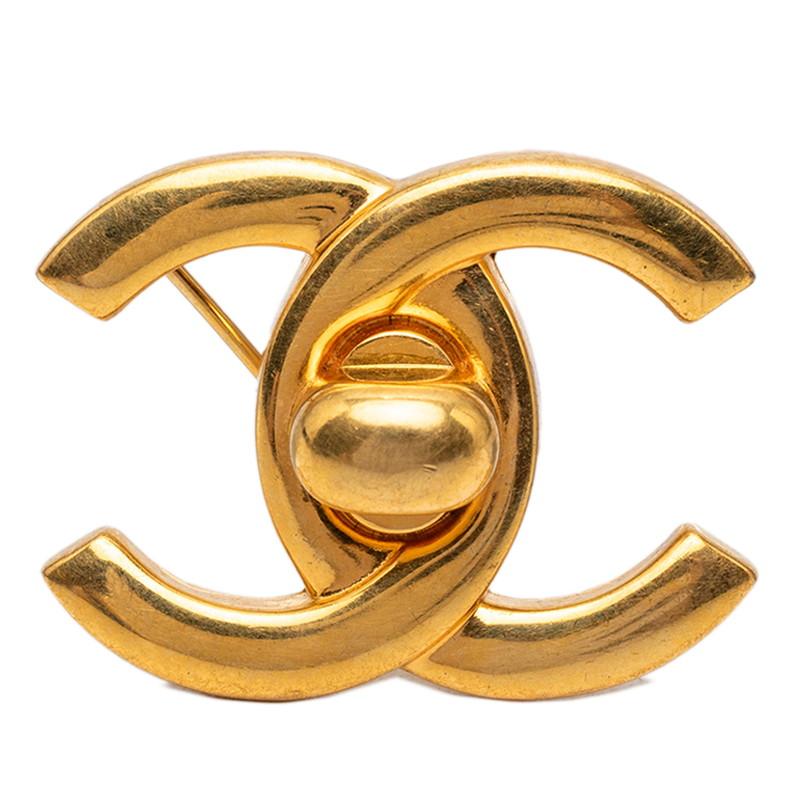 CHANEL シャネル　ヴィンテージ　ブローチ　ココマーク　石　ゴールド　97P CHANEL（シャネル） ヴィンテージ ココマーク ターンロック ブローチ