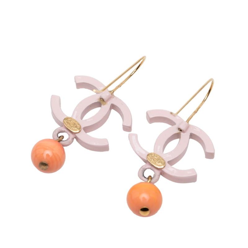 CHANEL フックピアス CHANEL（シャネル） ココマーク フックピアス 03S刻印 ピンク メッキ