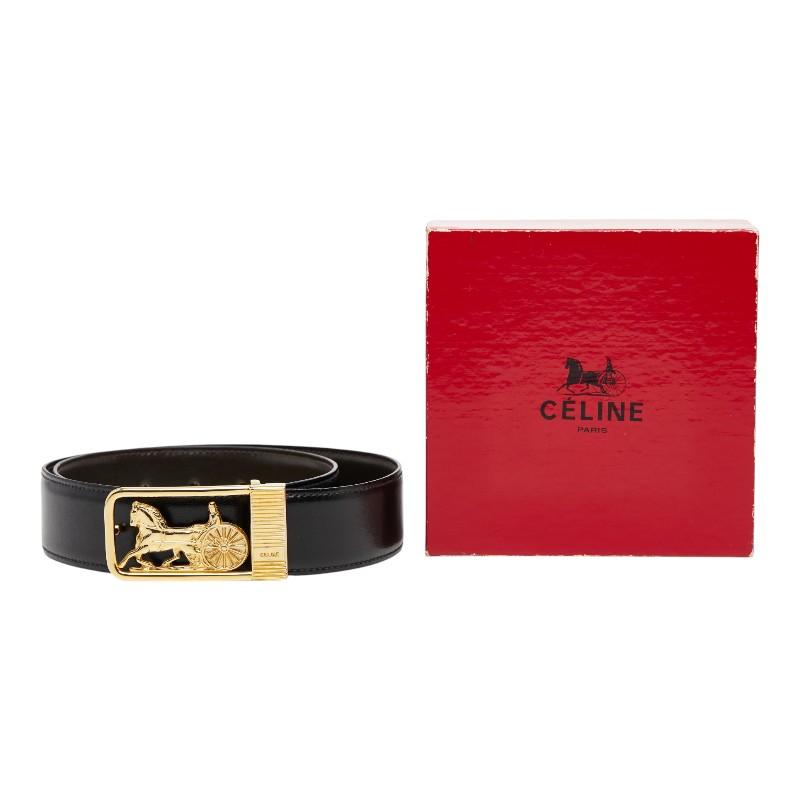 CELINE セリーヌ　レディース　ベルト　馬車金具　ホースキャリッジ　ブラック CELINE（セリーヌ） ホースキャリッジ ヴィンテージ 馬車 モチーフ