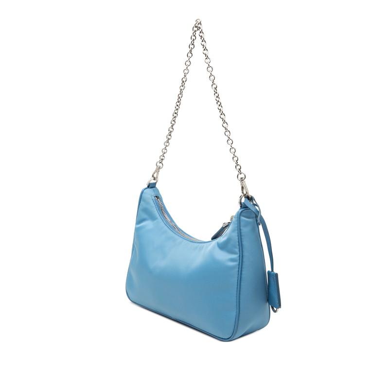 【美品】PRADA プラダ ナイロン ショルダーバッグ 三角プレート レザー PRADA（プラダ） 三角ロゴプレート チェーン ハンドバッグ ショルダー