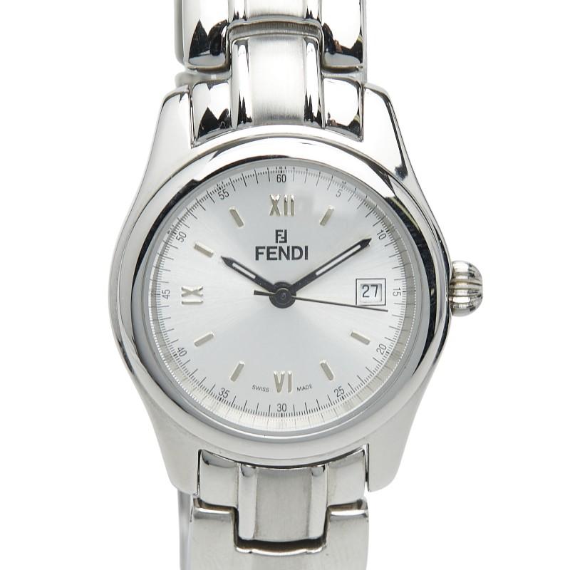 美品 フェンディ 210L デイト オロロジ ラウンド クォーツ ケース付 時計 FENDI（フェンディ） オロロジ 3針 腕時計 210L クオーツ シルバー文字