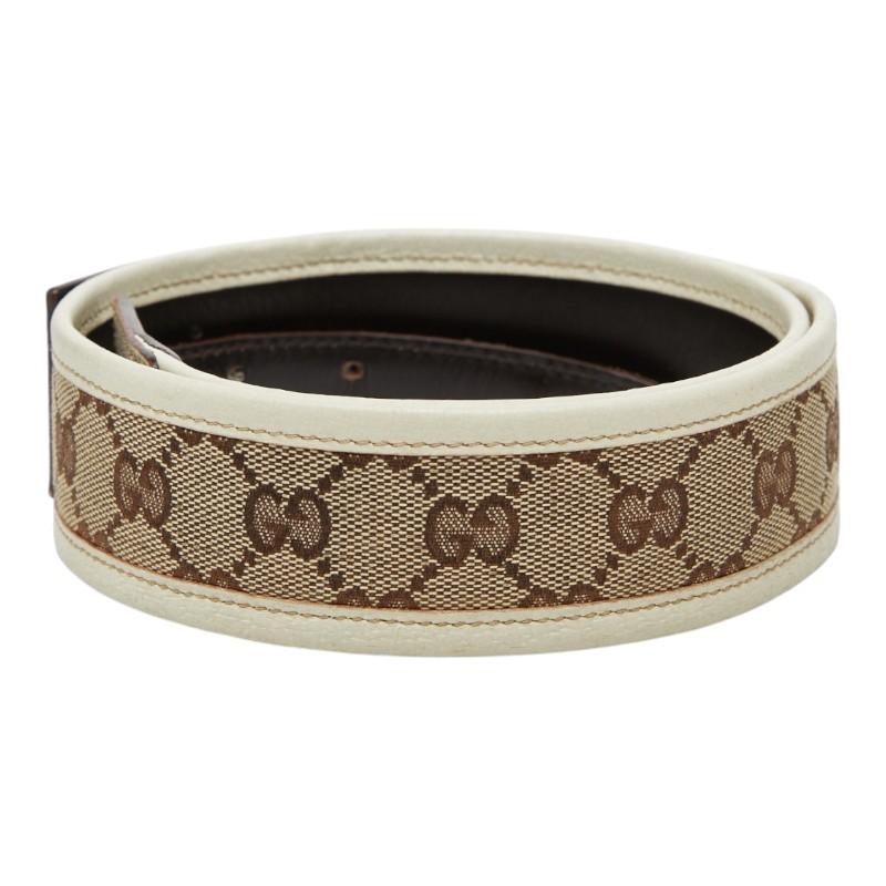 GUCCI（グッチ） GGキャンバス ベルト サイズ:80/32 144195 ベージュ