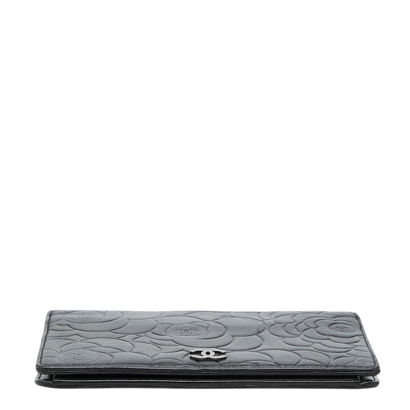 CHANEL（シャネル） ココマーク カメリア 長財布 ブラック ラムスキン