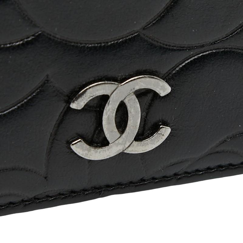CHANEL（シャネル） ココマーク カメリア 長財布 ブラック ラムスキン