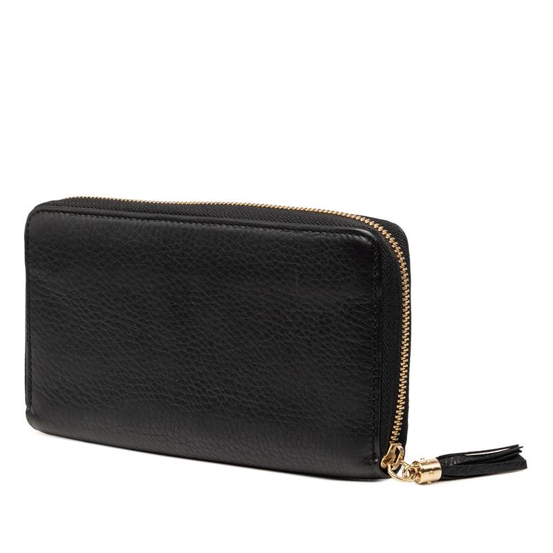GUCCI ブラック レザー ソーホー 長財布 タッセル ラウンドファスナー GUCCI（グッチ） インターロッキングG ソーホー タッセル ラウンド