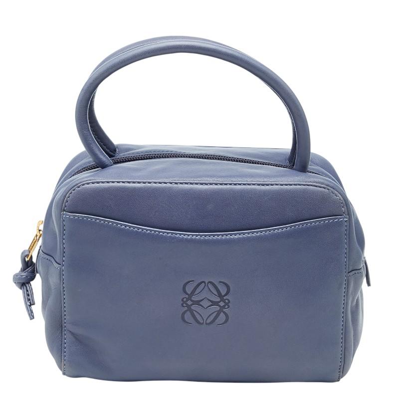 LOEWE（ロエベ） アナグラム ハンドバッグ ブルー レザー レディース 