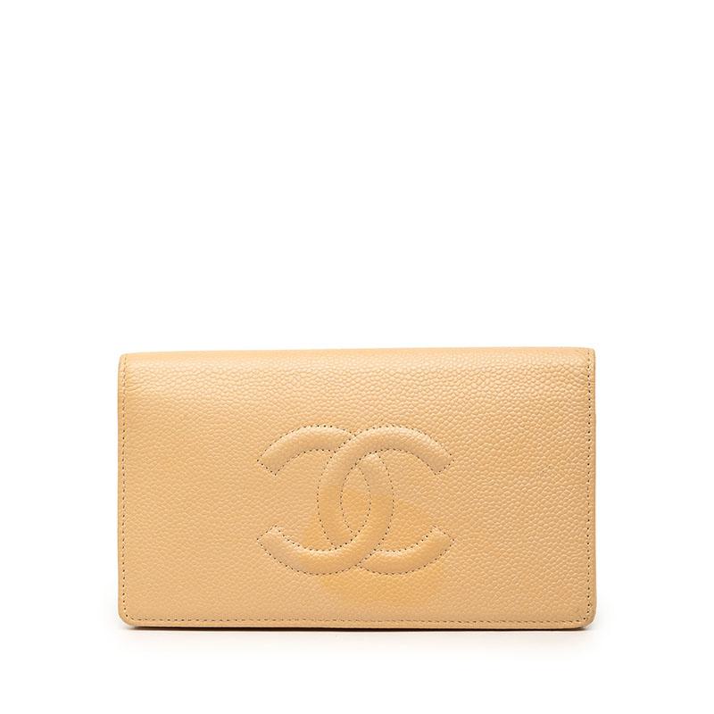CHANEL シャネル キャビアスキン 長財布 ココマーク ベージュ 正規品 CHANEL（シャネル） ココマーク 長財布 ベージュ キャビアスキン
