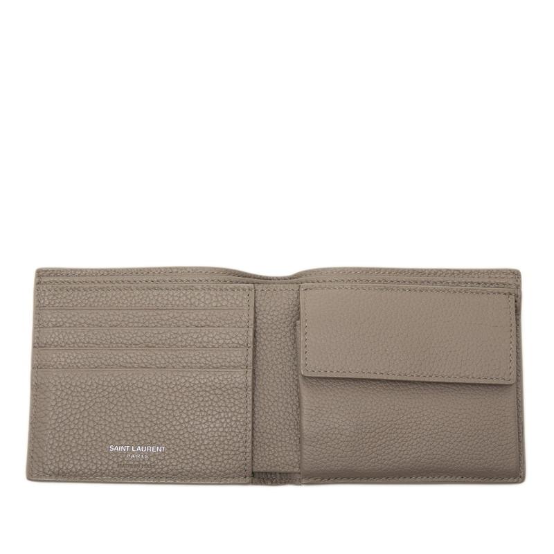 ⭐︎4/18まで値下げ⭐︎YSL ベージュ レザー 二つ折り財布 ASUS（エイスース） サンローラン タイニーカサンドラ YSLロゴ 二