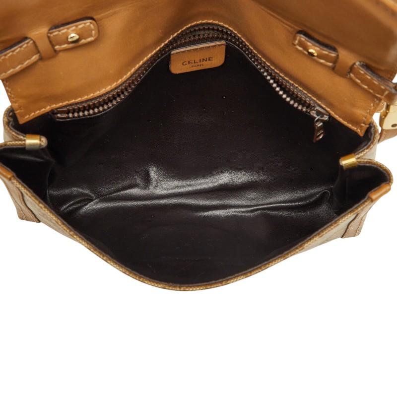 セリーヌ マカダム ショルダーバッグ 斜め掛け PVC レザー ボーダー 茶色 CELINE（セリーヌ） マカダム ショルダーバッグ 斜め掛け ベージュ系