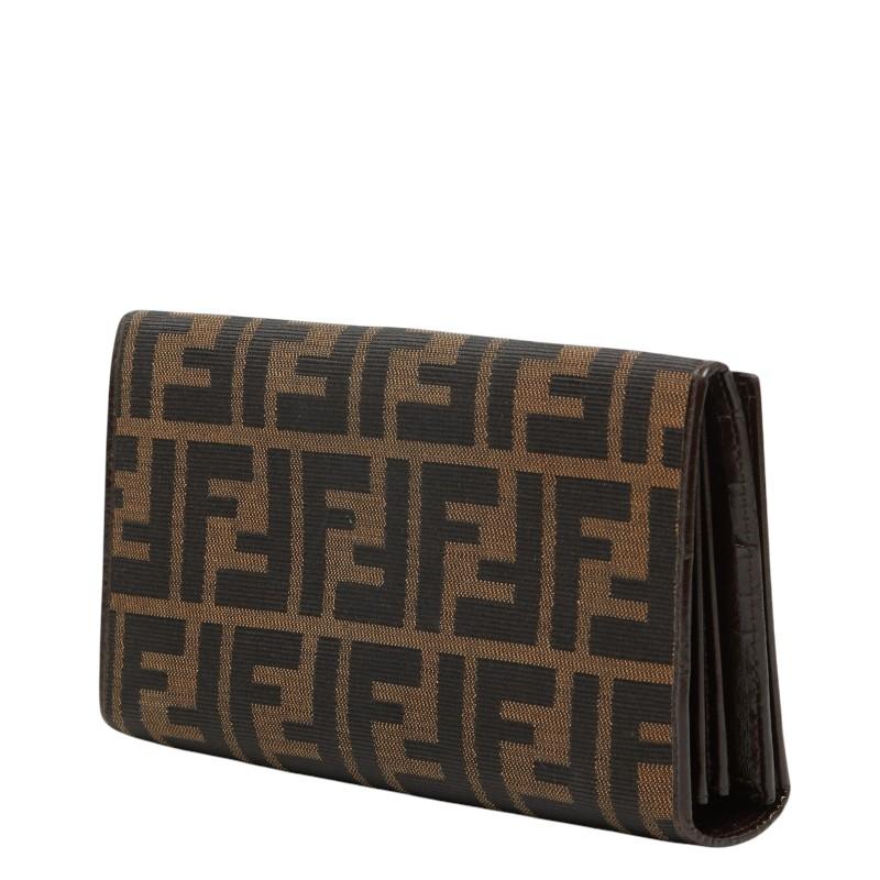 FENDI（フェンディ） ズッカ 長財布 ブラウン ブラック キャンバス 