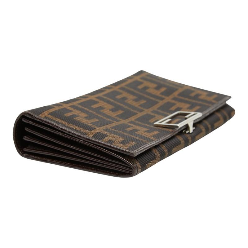 FENDI（フェンディ） ズッカ 長財布 ブラウン ブラック キャンバス 