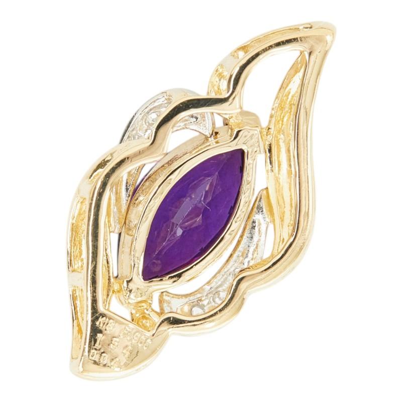 K18YG イエローゴールド Pt900 プラチナ 金ベースコンビ アメジスト1.54ct ダイヤ0.04ct ペンダントトップ ネックレス レディース 中古_1