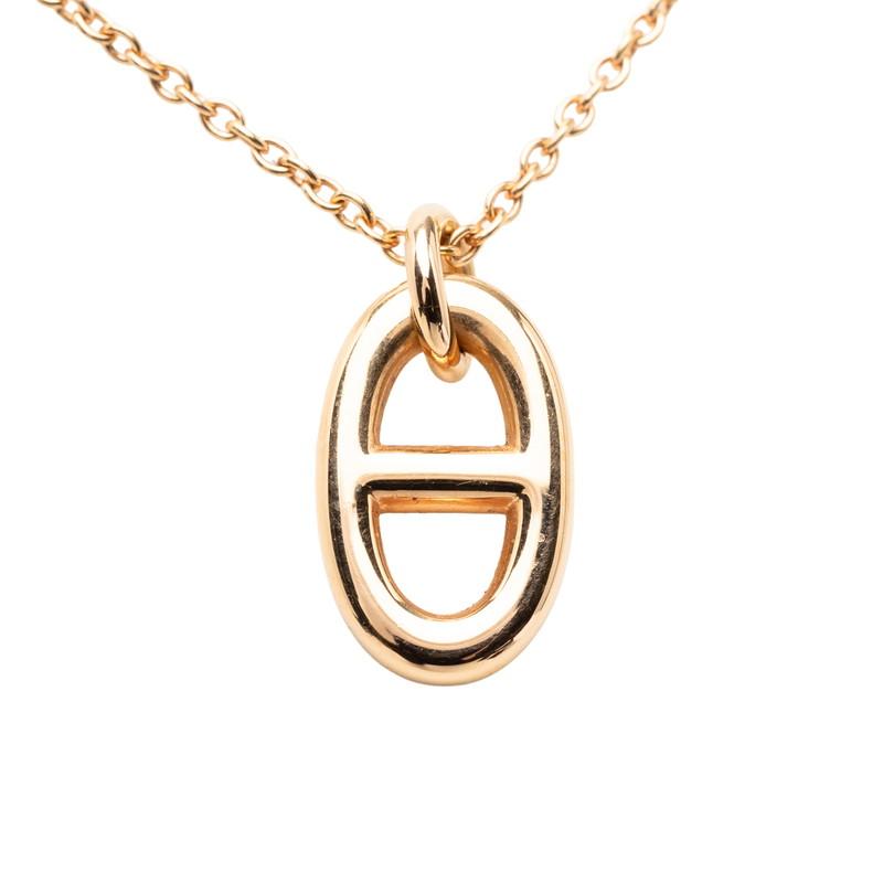 美品~HERMES ロゴネックレス ゴールド HERMES（エルメス） シェーヌダンクル ファランドールPM チェーン