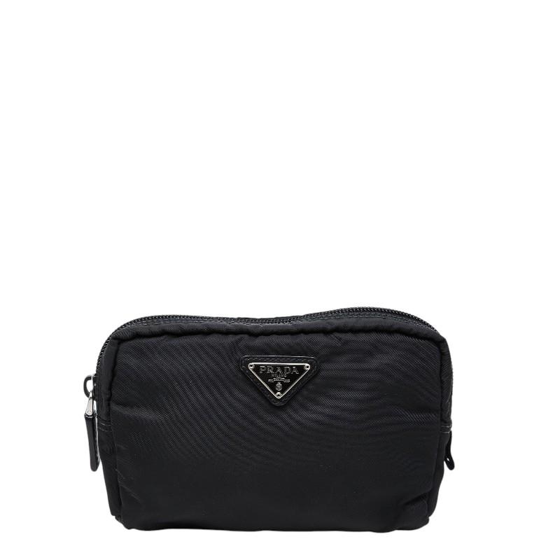 PRADA（プラダ） 三角ロゴプレート ポーチ ブラック ナイロン レザー