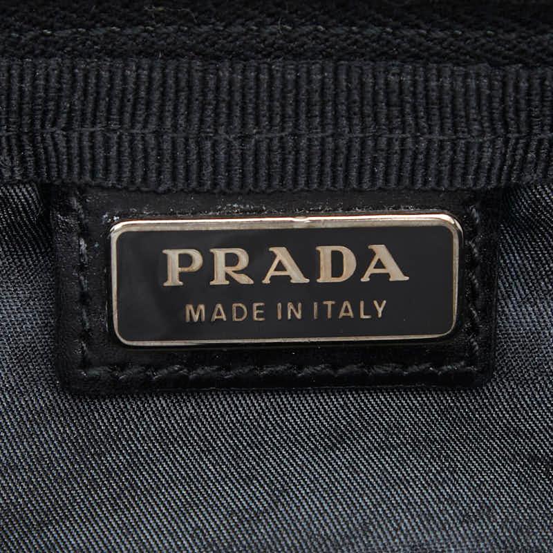 PRADA（プラダ） 三角ロゴプレート ポーチ ブラック ナイロン レザー 