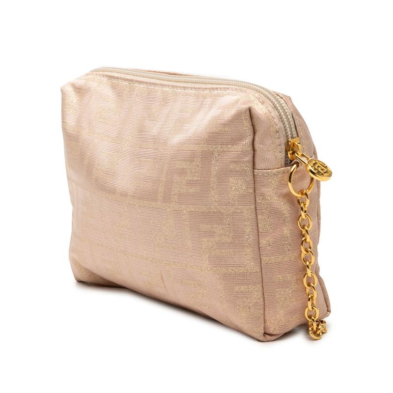 FENDI（フェンディ） ズッカ ラメ チェーン ショルダーバッグ ピンク