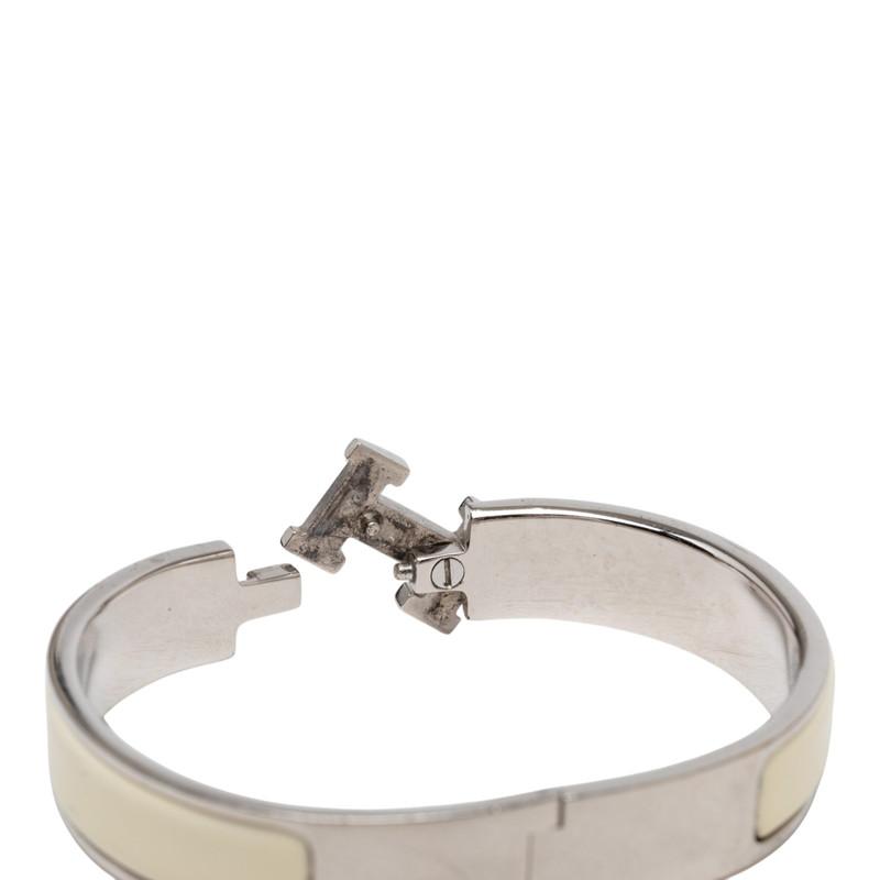 HERMES ブレスレットHバングル クリックHクレーム　シルバー×アイボリー色 HERMES（エルメス） クリックH PM Hバングル ブレスレット アイボリー