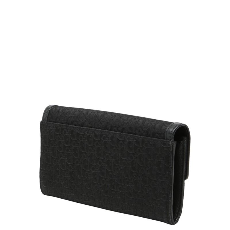 美品 クリスチャンディオール キャンバス 長財布 トロッター ブラック ディオール トロッター 長財布 ブラック キャンバス レザー レディース