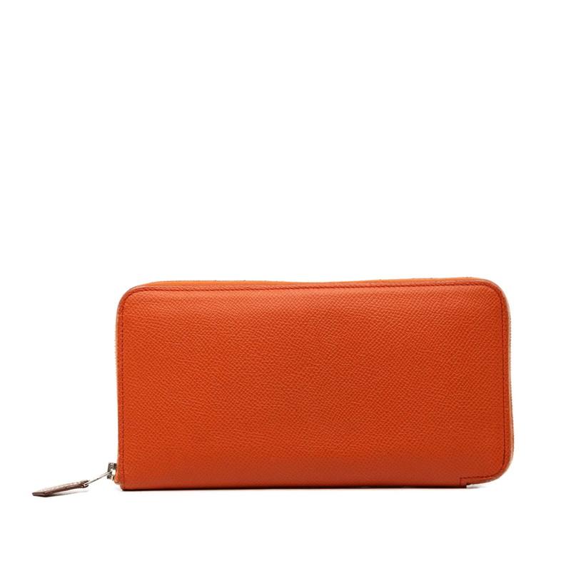 HERMES アザップ シルクイン 長財布 ラウンドファスナー オレンジ HERMES（エルメス） アザップ ロング シルクイン ラウンドファスナー