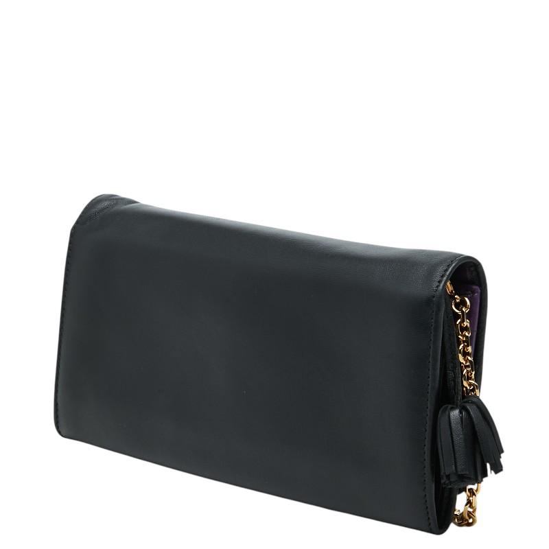 美品 ロエベ ショルダーウォレット 長財布 ブラック 黒 レザー アナグラム LOEWE（ロエベ） アナグラム 長財布 チェーンウォレット ブラック