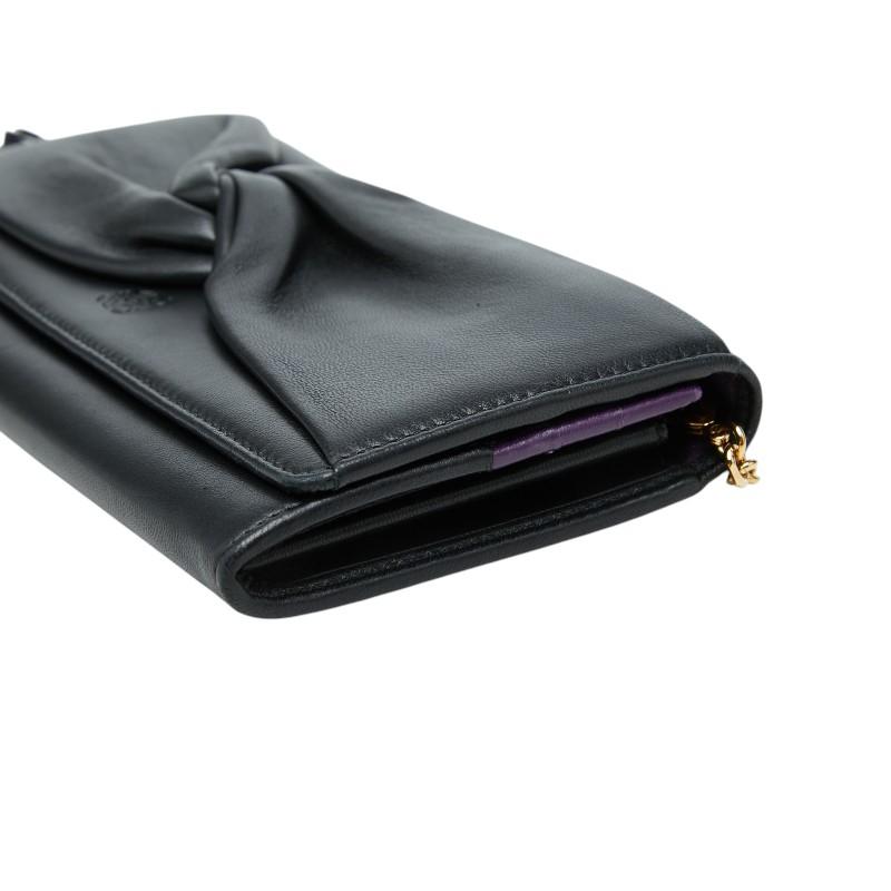 美品 ロエベ ショルダーウォレット 長財布 ブラック 黒 レザー アナグラム LOEWE（ロエベ） アナグラム 長財布 チェーンウォレット ブラック