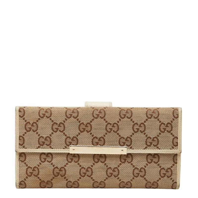 GUCCIグッチ　GGキャンバス　長財布　❤︎ GUCCI（グッチ） GGキャンバス 長財布 ダブルホック 112715 ベージュ