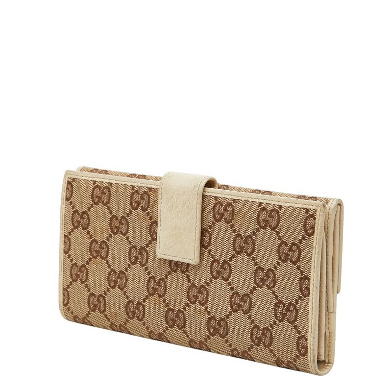 GUCCI（グッチ） GGキャンバス 長財布 ダブルホック 112715 ベージュ