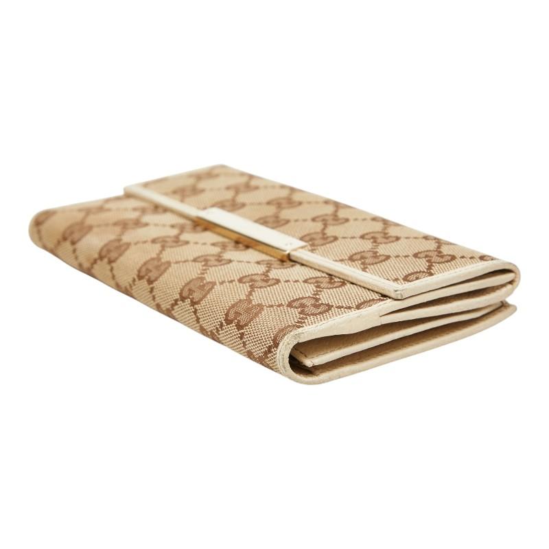 GUCCI（グッチ） GGキャンバス 長財布 ダブルホック 112715 ベージュ