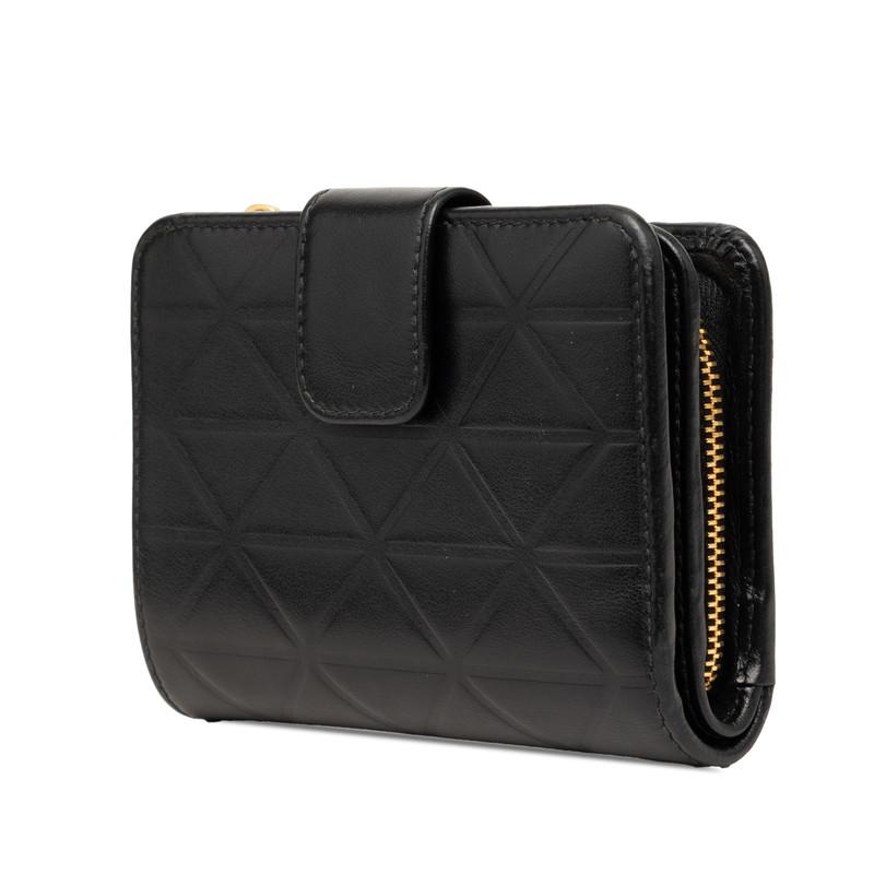 プラダ　二つ折り財布　ブラック　トライアングル　ナイロン　レザー　箱あり PRADA（プラダ） トライアングルロゴ 二つ折り財布 コンパクト