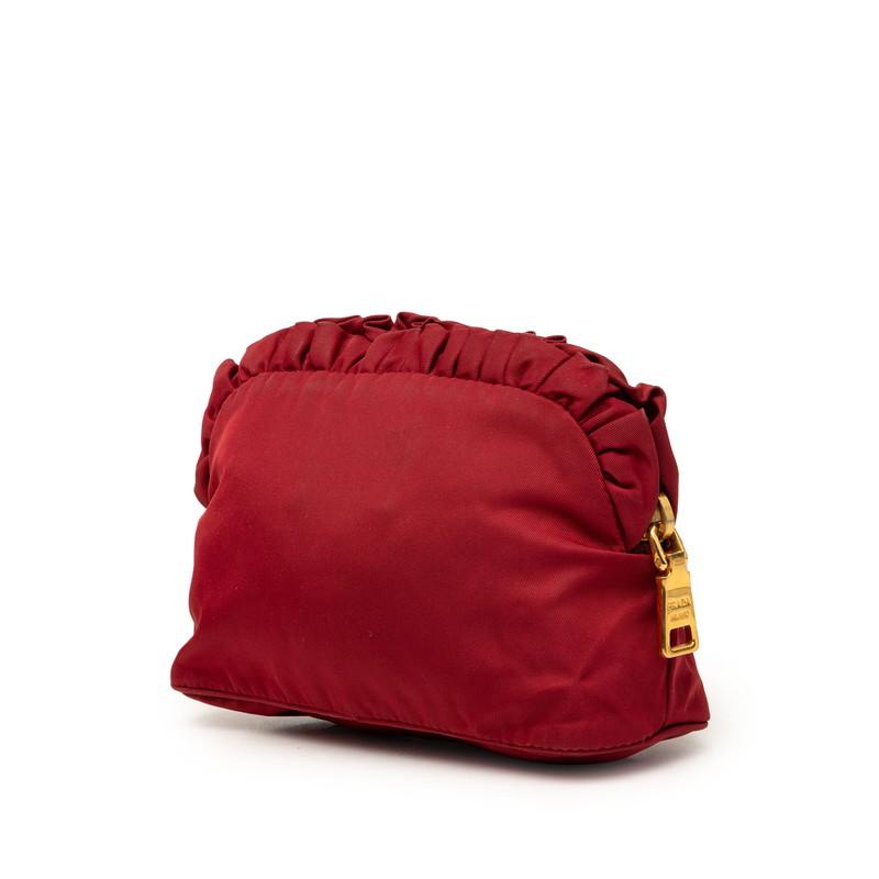 PRADA（プラダ） ポーチ ワインレッド ナイロン レディース 【中古