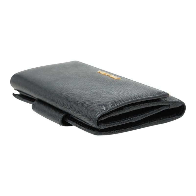 PRADA（プラダ） ロゴ 三つ折り財布 フラップウォレット ブラック 