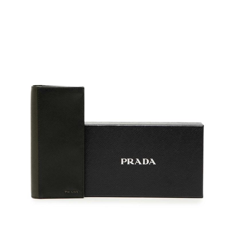 PRADA（プラダ） ロゴ 長財布 2MV836 ブラック グリーン サフィアーノ