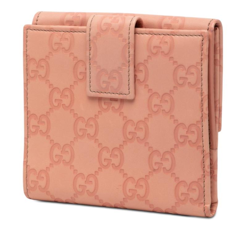 GUCCI（グッチ） グッチシマ ロゴプレート 二つ折り財布 112664 ピンク