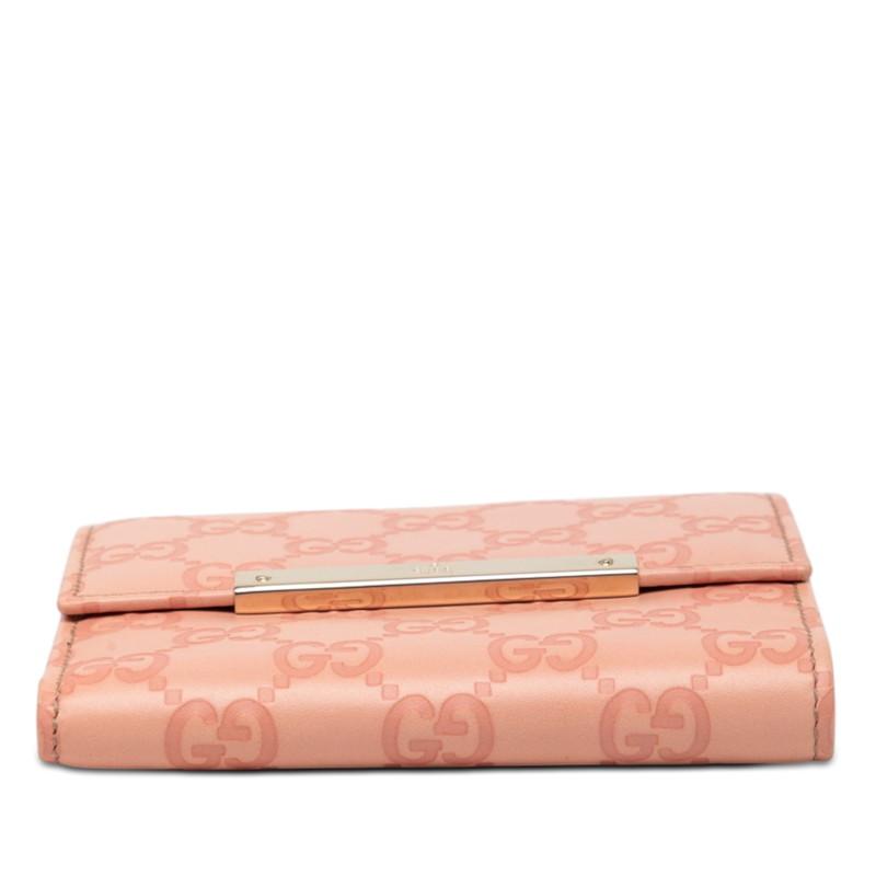 GUCCI（グッチ） グッチシマ ロゴプレート 二つ折り財布 112664 ピンク