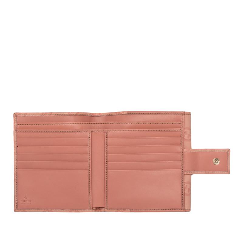 GUCCI（グッチ） グッチシマ ロゴプレート 二つ折り財布 112664 ピンク