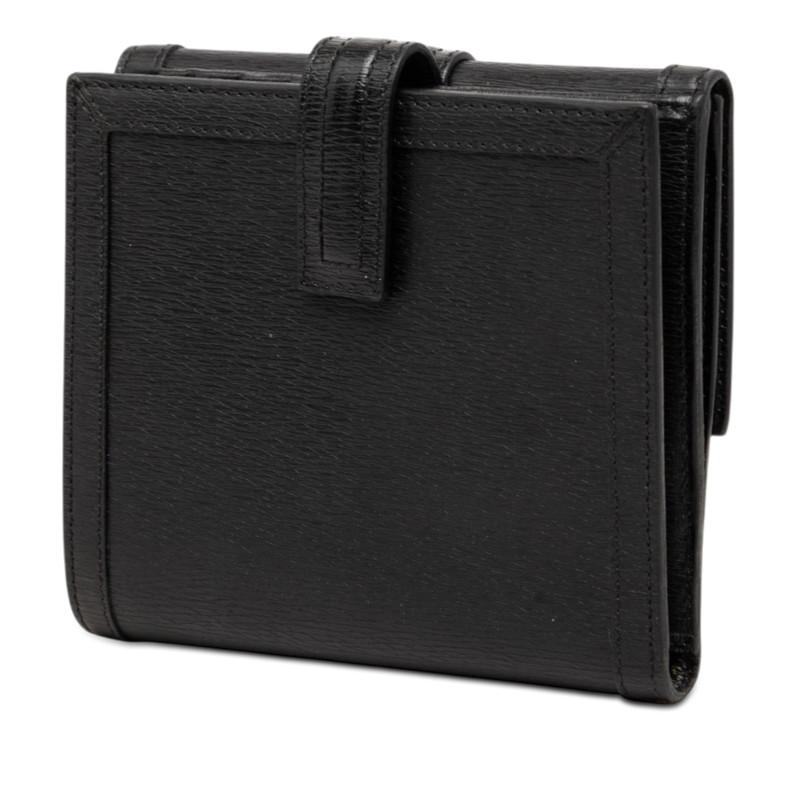 GUCCI（グッチ） Gロゴ 二つ折り財布 ブラック レザー レディース