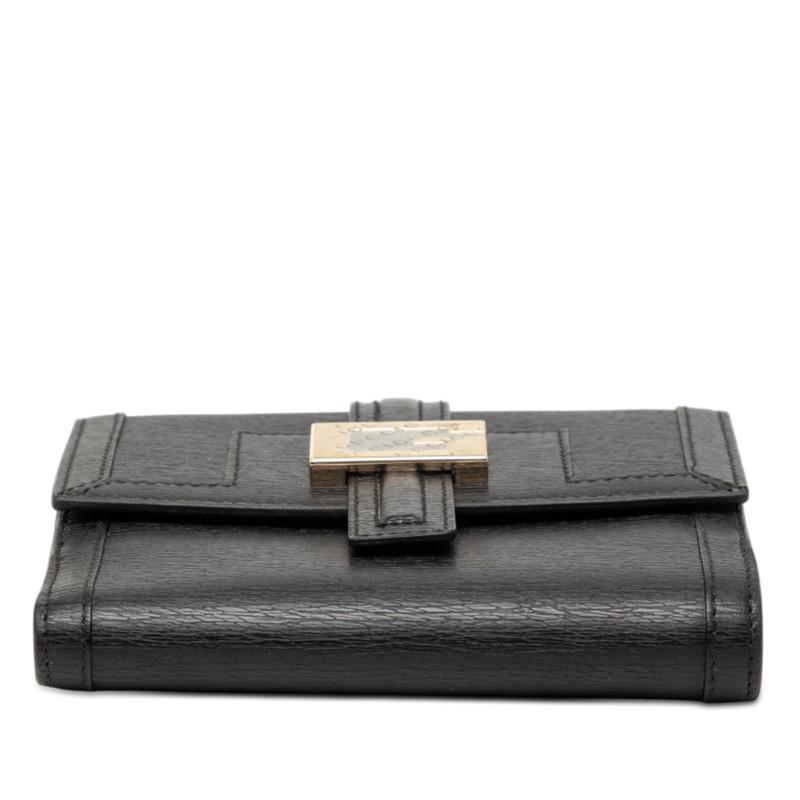 GUCCI（グッチ） Gロゴ 二つ折り財布 ブラック レザー レディース