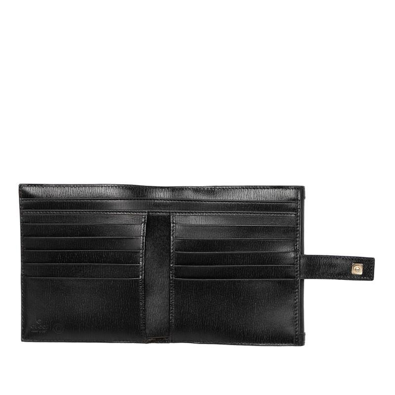 GUCCI（グッチ） Gロゴ 二つ折り財布 ブラック レザー レディース