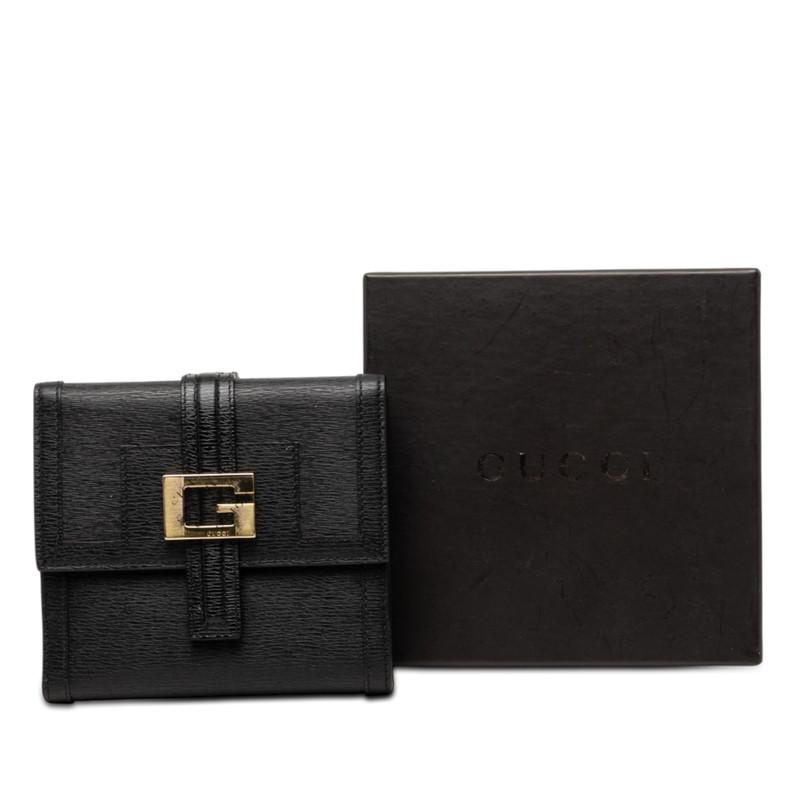 GUCCI（グッチ） Gロゴ 二つ折り財布 ブラック レザー レディース