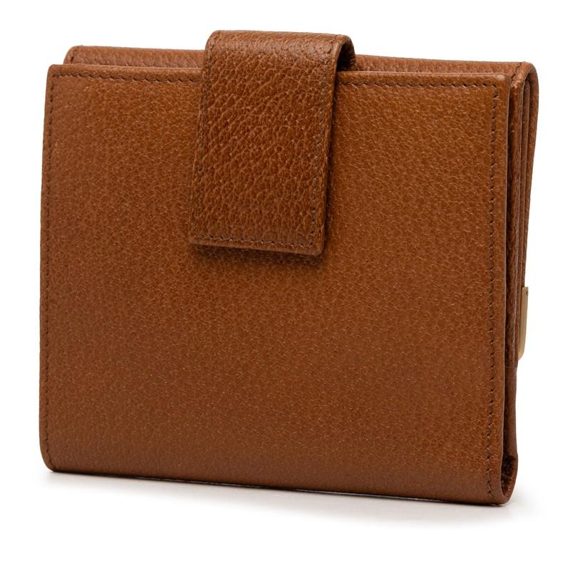 【人気✨️】GUCCI グッチ　二つ折り財布　ブラウン GUCCI（グッチ） 二つ折り財布 ブラウン レザー レディース 【中古