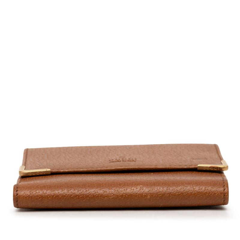GUCCI（グッチ） 二つ折り財布 ブラウン レザー レディース 【中古