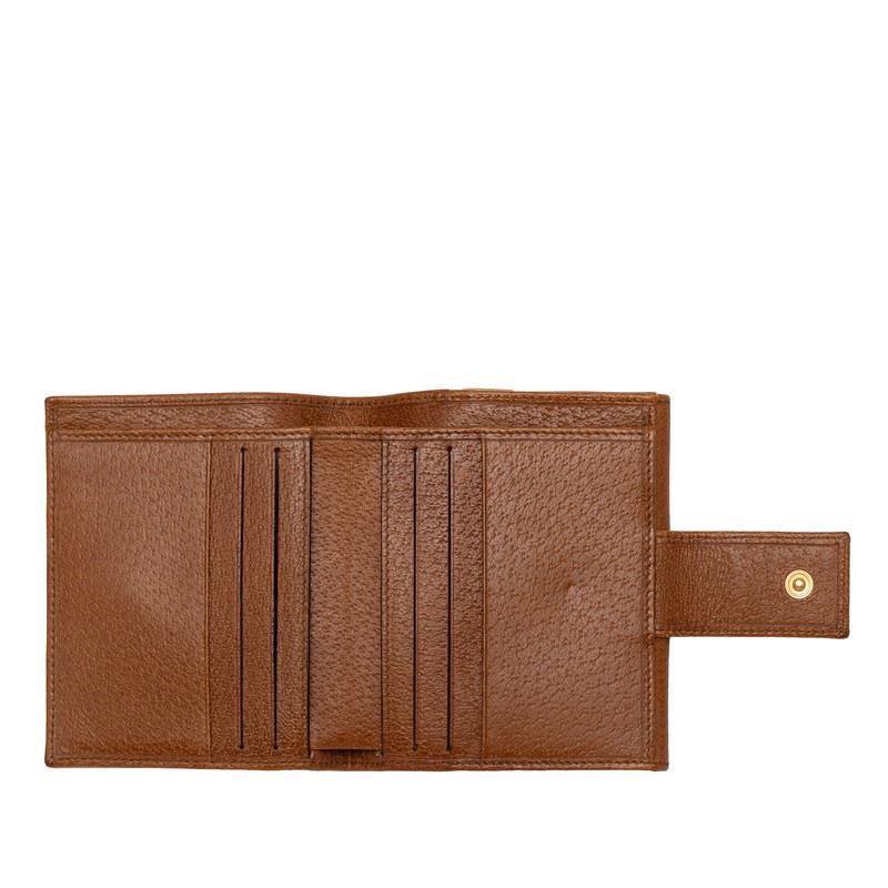 GUCCI（グッチ） 二つ折り財布 ブラウン レザー レディース 【中古