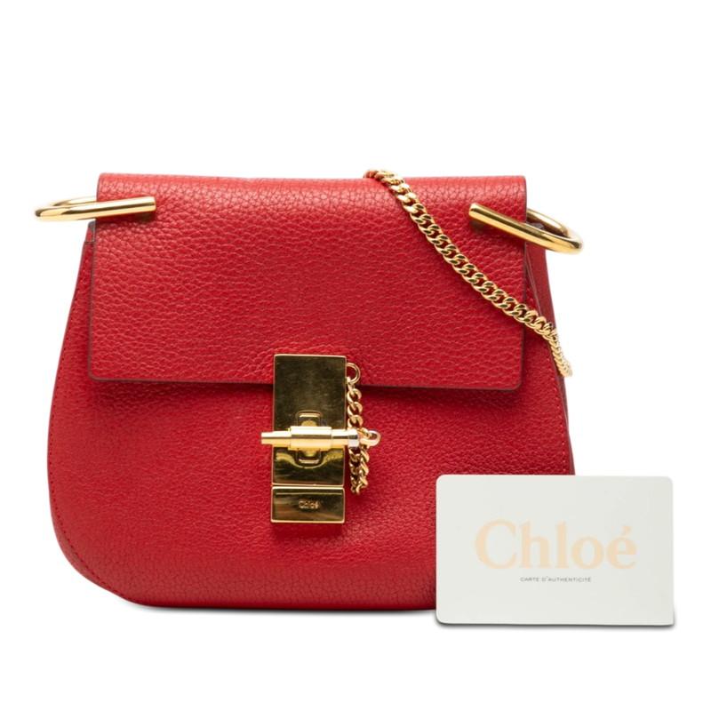 Chloe（クロエ） ドリュー 斜め掛け チェーン ショルダーバッグ レッド