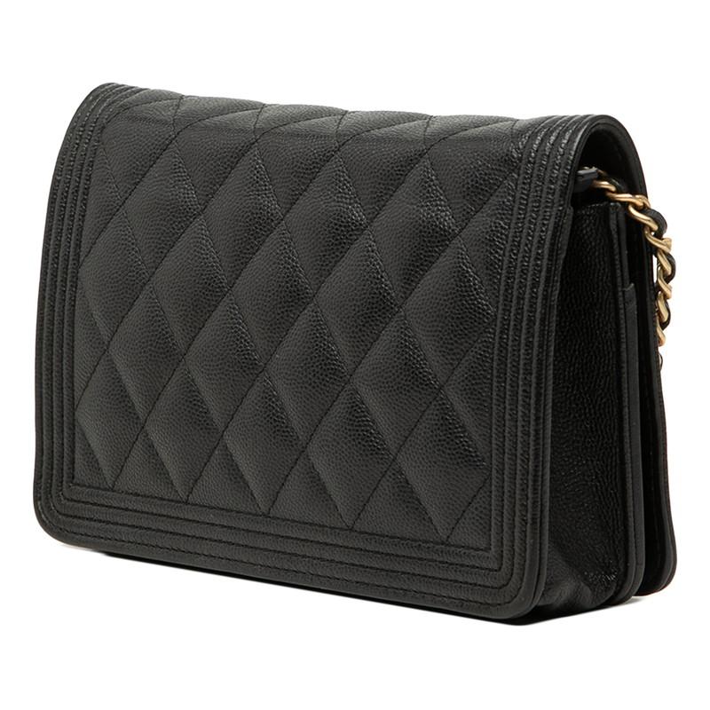 CHANEL シャネル ボーイシャネルキャビアスキン ブラック CHANEL（シャネル） ボーイシャネル ココマーク チェーン ショルダー