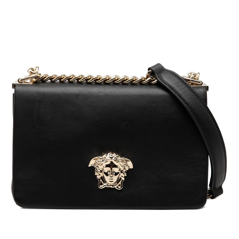 VERSACE ヴェルサーチ ショルダーバッグ チェーン ブラック 黒 ヴェルサーチェ メデュ−サ フラップ チェーン ショルダーバッグ