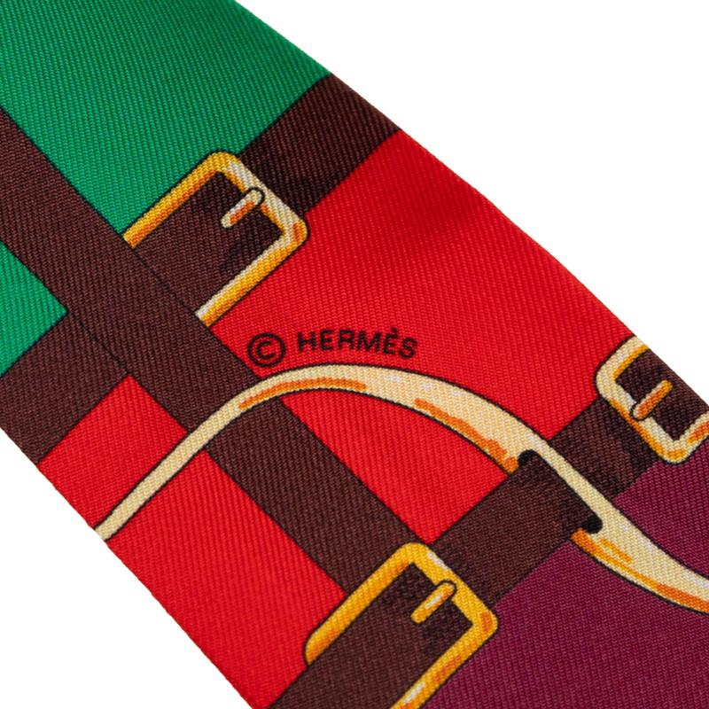 HERMES（エルメス） ツイリー Mors a Jouets 馬銜 スカーフ レッド系
