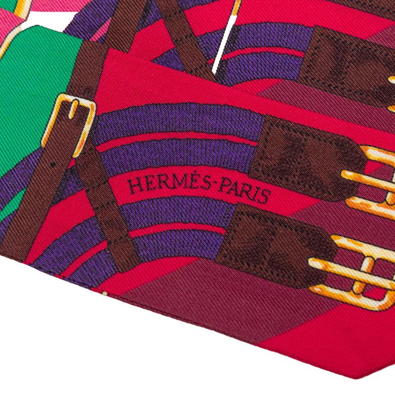 HERMES（エルメス） ツイリー Mors a Jouets 馬銜 スカーフ レッド系
