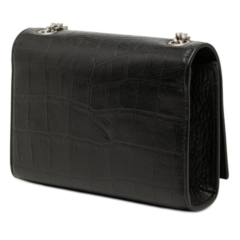 美品✨イヴサンローラン　ショルダーバッグ　　ロゴ型押し　レザー　ブラック Yves Saint Laurent（イヴ・サンローラン） サンローラン YSLロゴ